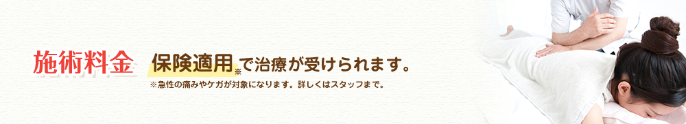 施術料金 保険適用で治療が受けられます。