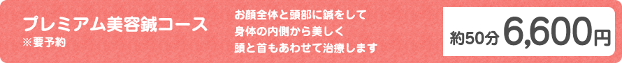 プレミアム美容鍼コース 約50分 6,600円 ※要予約